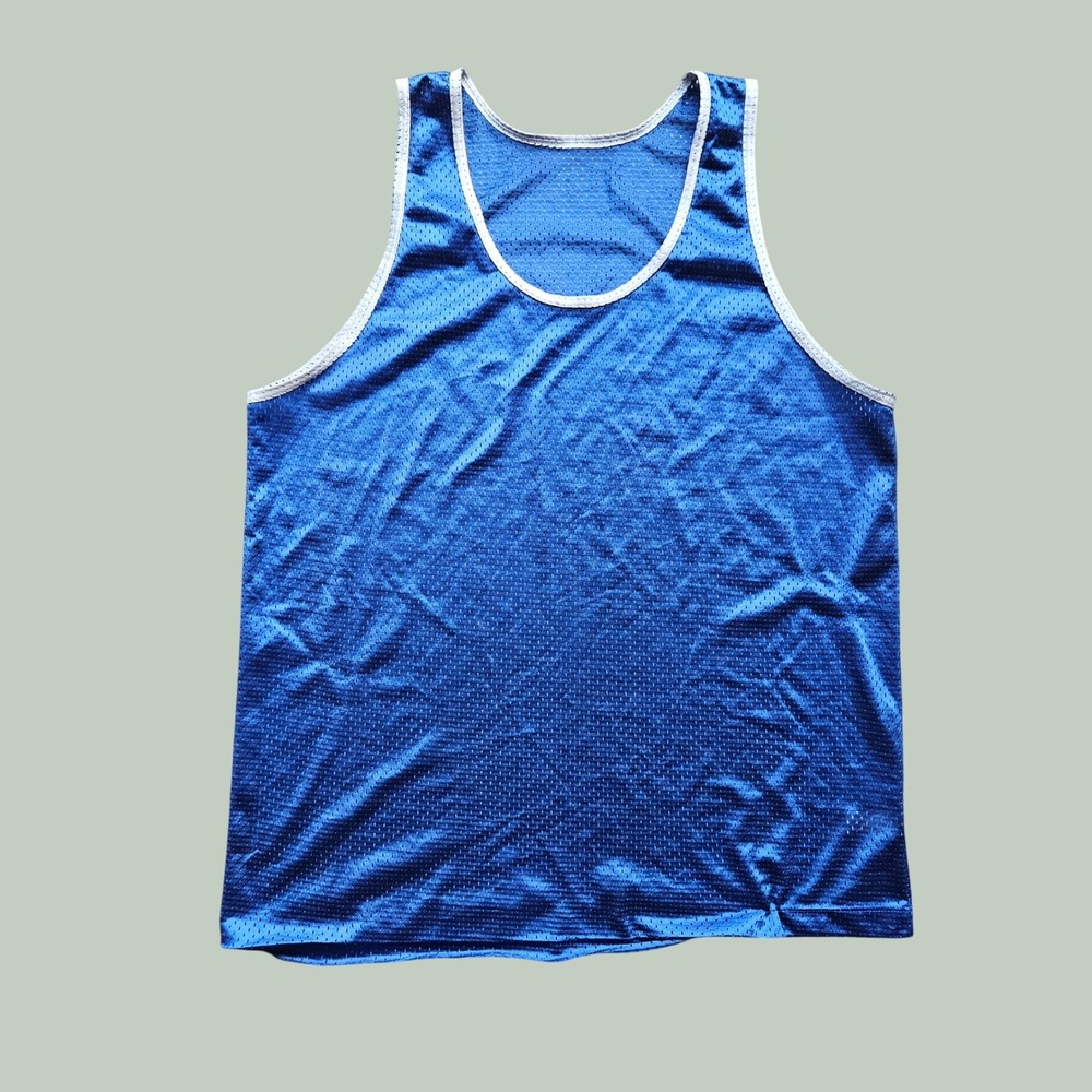 American Apparel Mens Blue Mesh Tank Top Size M Made in USA Athletic Jersey